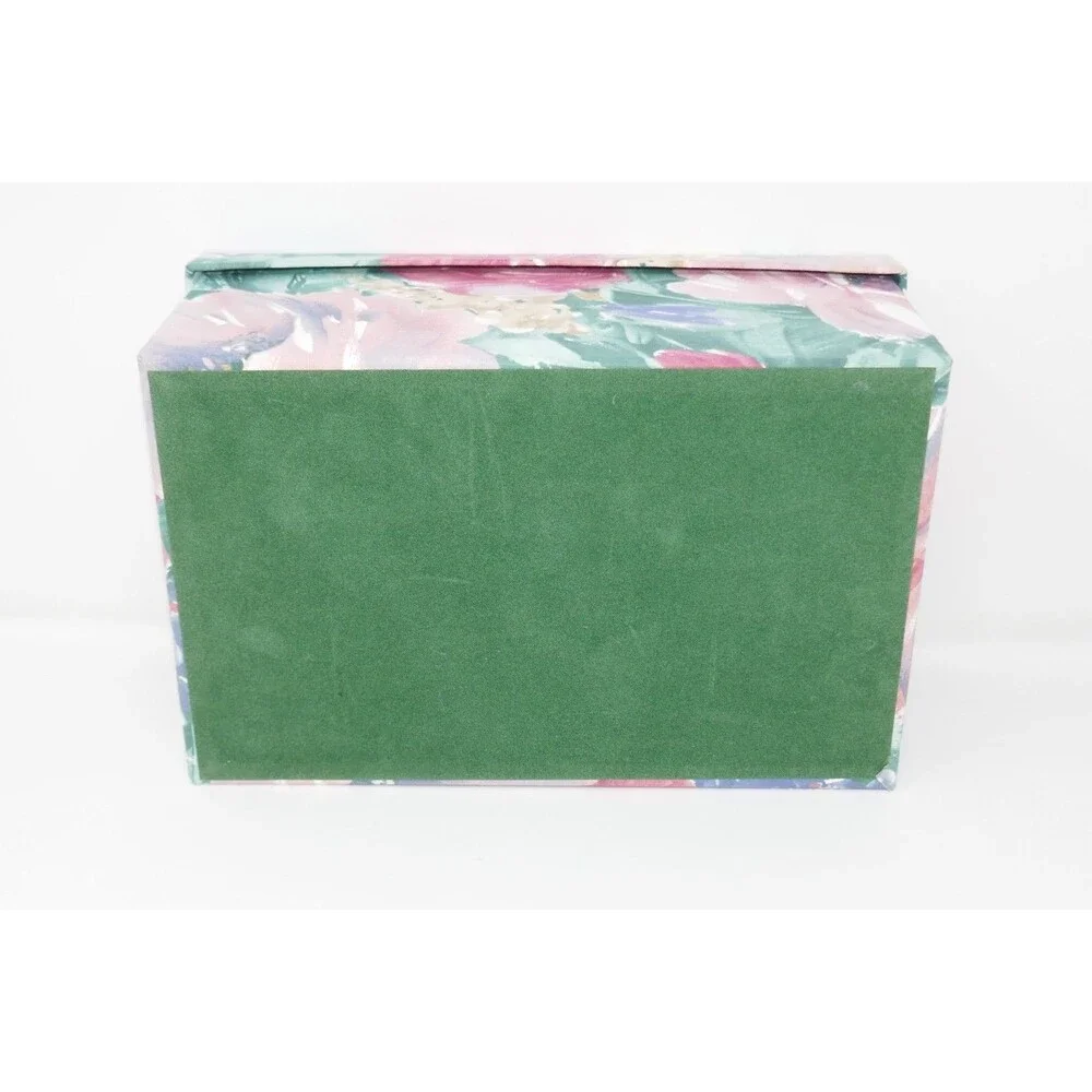 Mele Vintage 90s Fabric Floral Watercolor Jewelry Storage Chest 3 Lift Out Trays